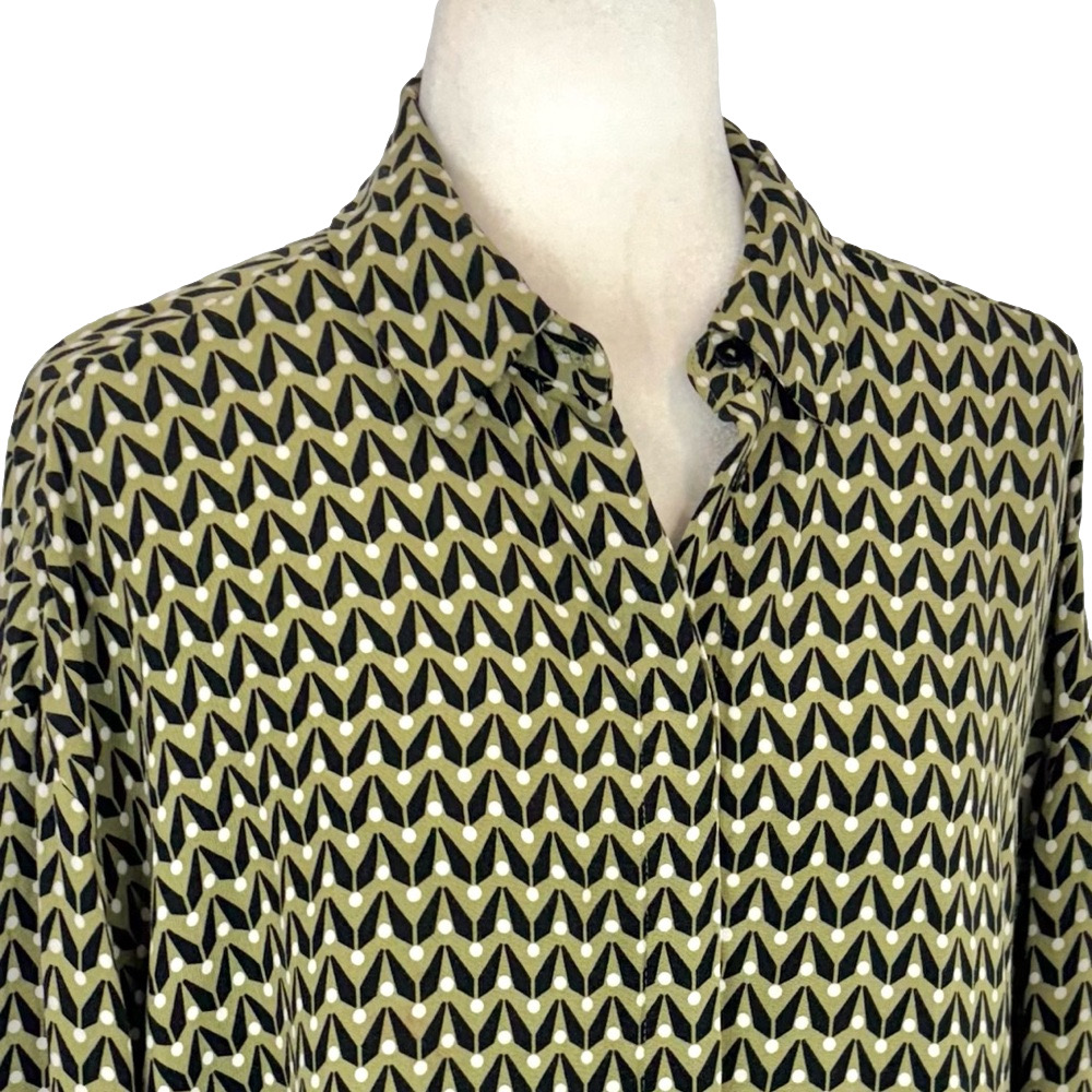 Zara green geometric print shirt